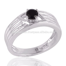 Schöne schwarze Onyx Edelstein Set in Prong 925 Silber Ring für alle Anlässe